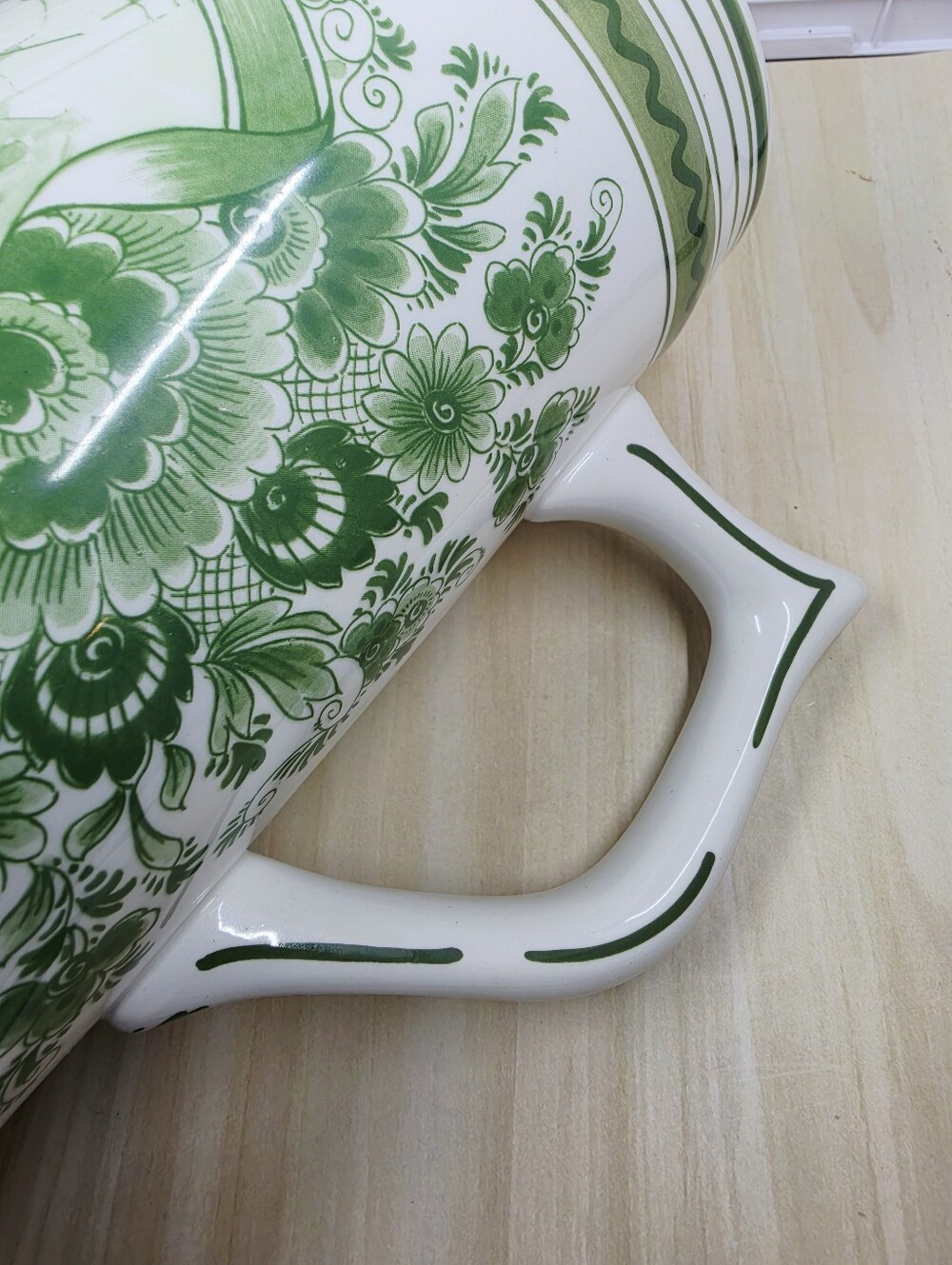 Holland Delft Green Floral Heineken Stein with Handle Vintage Large Stamped - Picture 10 of 15